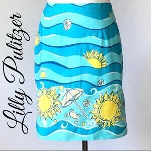 Lilly Pulitzer Beach Scene Cotton Skirt